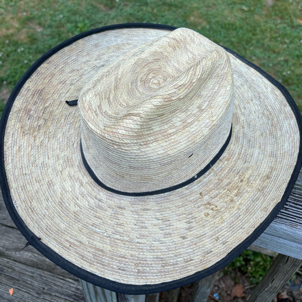 Texas Hat Company Straw Cowboy Hat Black Trim Made in Mexico Sahuayo size 7.5